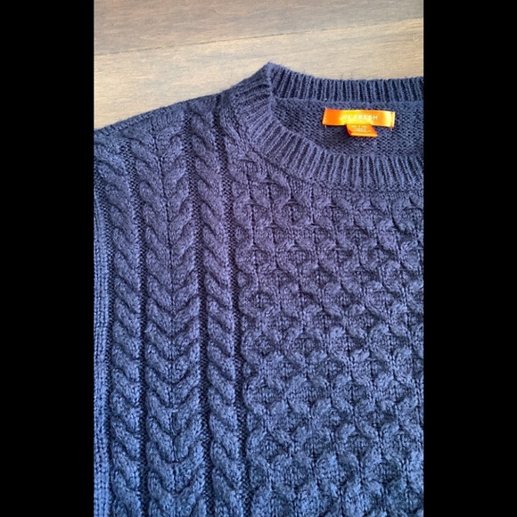 Midnight blue cable knit long sleeve oversized sweater - Picture 7 of 10
